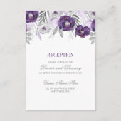 Lila graue Blume Hochzeitsempfang Begleitkarte (Vorderseite)
