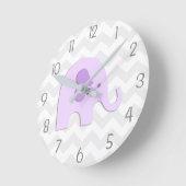 Lila Graue Elephant Kinderzimmer Wall Clock Runde Wanduhr (Winkel)