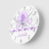 Lila Graue Elephant Kinderzimmer Wall Clock Runde Wanduhr (Winkel)