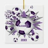 lila graue Fußball Blowout-Girls Keramikornament (Rückseite)