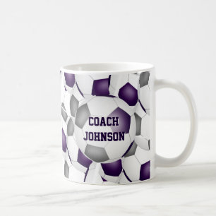 lila graue Fußball-Schulmannschaft Farben Trainer- Kaffeetasse