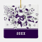 Lila graue Fußballstars personalisiert Keramikornament (Rückseite)