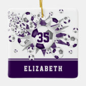 Lila graue Fußballstars personalisiert Keramikornament (Vorderseite)