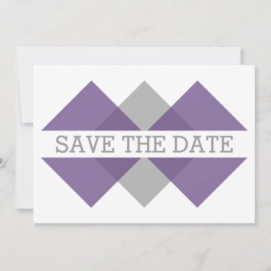 Lila graue geometrische Triade Save the Date einla (Vorderseite)