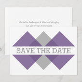 Lila graue geometrische Triade Save the Date einla (Vorne/Hinten)