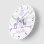 Lila Graue Giraffe Kinderzimmer Wall Clock Runde Wanduhr (Winkel)