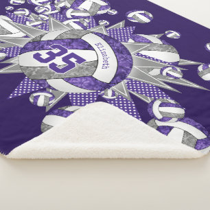 lila graue gürtelige Volleyballstars personalisier Sherpadecke