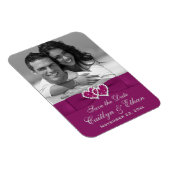Lila, Graue Herzen Save the Date Foto Magnet (Rechte Seite)
