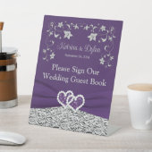 Lila, graue Liebe Herz Hochzeit Sockelschild (In SItu)