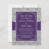 Lila, graue Liebe Herz Hochzeit speichern das Datu (Rückseite)