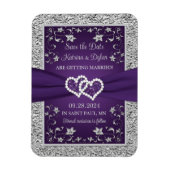 Lila, graue Liebe Herz Hochzeit speichern das Datu Magnet (Vertikal)