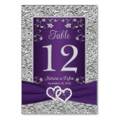 Lila, graue Liebe Herz-Hochzeitkarte Tischnummer (Rückseite)