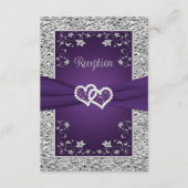 Lila, graue Liebe Herz-Hochzeitskarte RSVP Karte (Vorderseite)