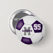 lila graue Mädchen Fußball personalisiert Button (Vorne & Hinten)
