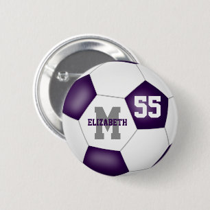 lila graue Mädchen Fußball personalisiert Button