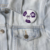 lila graue Mädchen Fußball personalisiert Button (Beispiel)