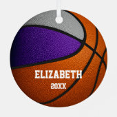 lila graue Mannschaft färbt Jungs Basketball Ornament Aus Metall (Rückseite)