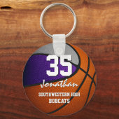 Lila graue Mannschaft färbt Jungs Basketball Schlüsselanhänger (Rückseite)