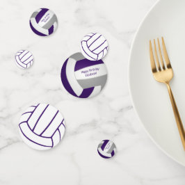 Lila graue Mannschaft färbt Volleyball-Geburtstag Konfetti