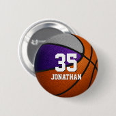 Lila graue Mannschaftsfarben Basketballspielermädc Button (Vorne & Hinten)