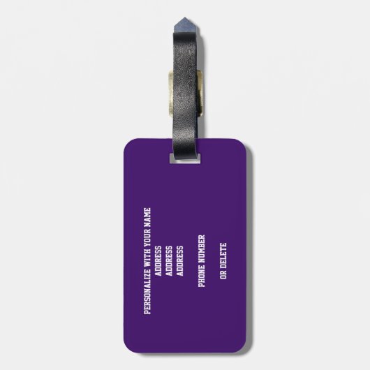 lila graue Mannschaftsfarben mit Monogramm Basketb Gepäckanhänger (Rückseite vertikal)
