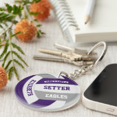 lila graue Mannschaftsfarben personalisierter Voll Schlüsselanhänger (Vorderseite rechts)