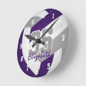 lila graue Mannschaftsfarben - Spieler nennen Voll Runde Wanduhr (Winkel)