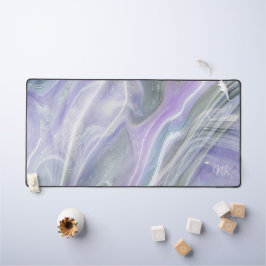 Lila graue Marmornadel, Monogramm für den Namen hi Schreibtischunterlage