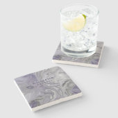 Lila graue Marmortextur Personalisiert Steinuntersetzer (Seitenansicht)