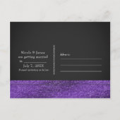 Lila Graue, moderne Glam-Sequins Save the Date Ankündigungspostkarte (Rückseite)