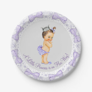 Lila Graue Prinzessin Baby Shower Pappteller