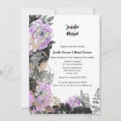 Lila graue Rose Schmetterling elegante Hochzeit Einladung (Vorderseite)