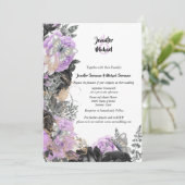 Lila graue Rose Schmetterling elegante Hochzeit Einladung (Stehend Vorderseite)