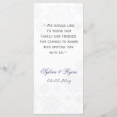 lila graue Schneeflocken Menükarte (Rückseite)