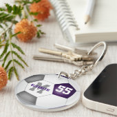 lila graue Schulfarben Jungen Fußball Schlüsselanhänger (Vorderseite rechts)