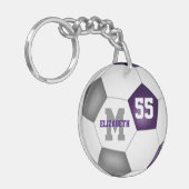 lila graue Schulfarben Jungen Fußball Schlüsselanhänger (Vorderseite links)