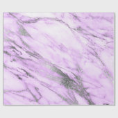 Lila Graue silberweiße Marmorplatte Shiny Glam Geschenkpapier (Flach)