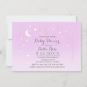 Lila graue Sternenjunge Babydusche einladen Einladung (Vorderseite)