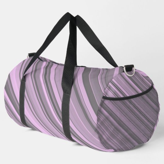 Lila graue Streifen Duffle Bag (Rechte Ecke)