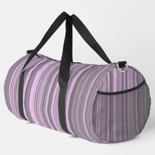 Lila graue Streifen Duffle Bag (Rechte Ecke)