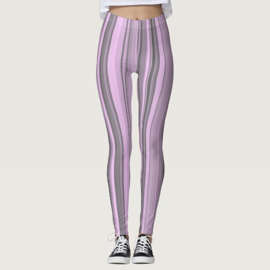 Lila graue Streifen Leggings (Vorderseite)