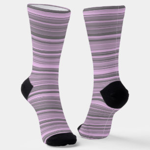 Lila Graue Streifen Nahtloses Muster Socken