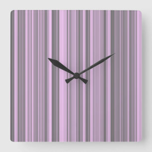 Lila graue Streifen Quadratische Wanduhr