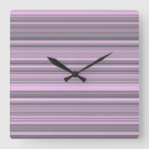 Lila graue Streifen Quadratische Wanduhr