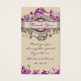 Lila-Graue Vintage Blumenhochzeit Vielen Dank Tag