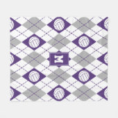 lila graue Volleyballmannschaft farbig Raute Muste Fleecedecke (Vorderseite (Horizontal))