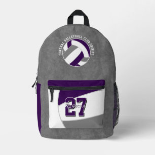 lila graue Volleyballmannschaftsfarben Teamname Bedruckter Rucksack