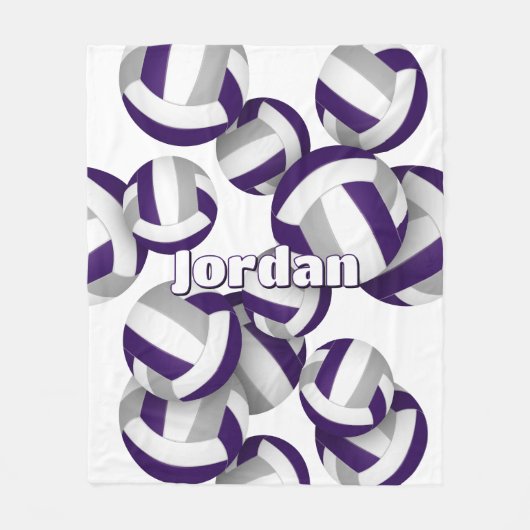 lila graue Volleyballs Mädcheneinrichtung Fleecedecke (Vorderseite)