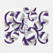 lila graue Volleyballs Mädcheneinrichtung Fleecedecke (Vorderseite (Horizontal))