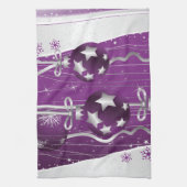 Lila, graue Weihnachtsbälle Sterne und Schneeflock Küchentuch (Vertikal)